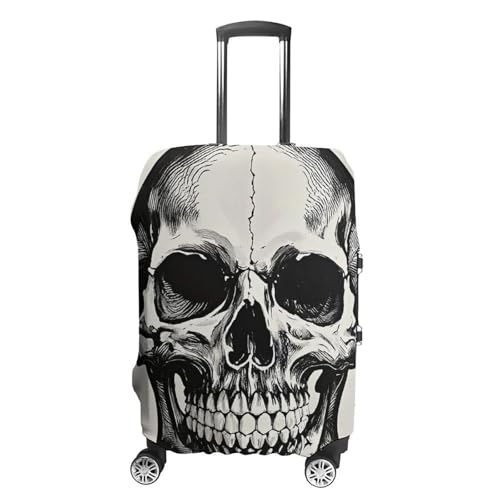 Black Skull Pattern Luggage Cover, Elastic Luggage Protector Fits 19-32in Suitcases, Washable & Anti-Scratch Suitcase Cover for Men Women XL