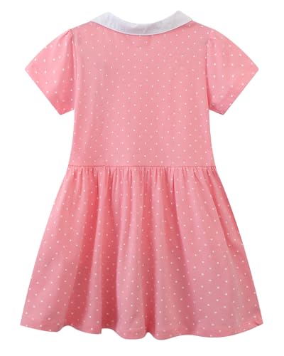 Image of Girls Cotton Long Sleeve Casual Cartoon Appliques Striped Jersey Dresses