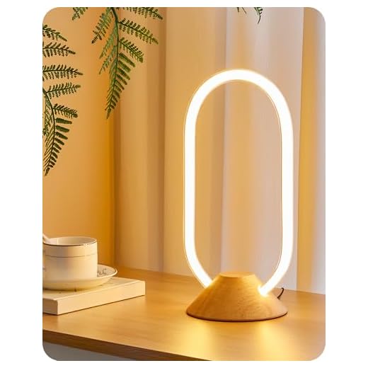 GOEBLESON Modern LED Table Lamp, Bedside Lamp with Oval Design, 3 Color Temperatures, Adjustable Brightness, 360° Lighting, Unique Desk Lamp for Bedroom, Living Room, Study, Office, Natural M64TL05