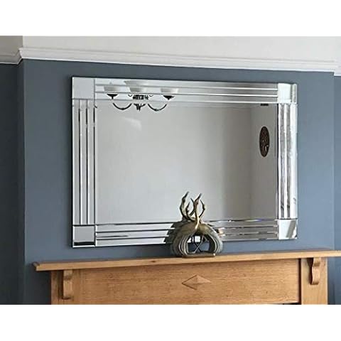 MirrorOutlet Modern Design Silver Bevelled Edge Venetian Wall Mirror 2ft4 x 3ft4 (70cm x 100cm), 100 x 70cm Cover