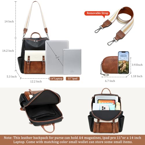 Image of AGLOD Backpack Purse for Women PU Leather Back Packs Designer Ladies Shoulder Bag Fashion Faux Work Travel Handbags