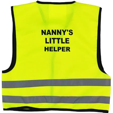 Unisex Kids High Visibility Vest Hi Vis Waistcoat with Nanny's Little Helper Writing at Back (4/6 Years, Yellow) Cover