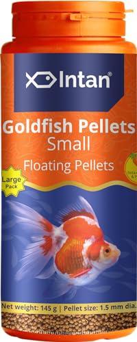 Image of Intan Aquatic Goldfish Pellets For Fish | Aquarium Fish Food For All Life Stages | Daily Nutrition Fish Feed | Small Floating Pellet Larg Pack,145 Gm, 1.5 mm Dia