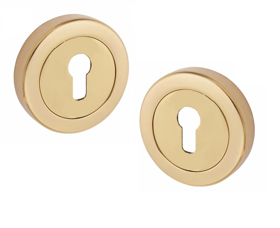 Golden Grace Door Key Hole Escutcheon on Round Rose, Electro Brass
