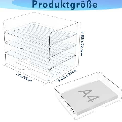 2 Stück Acryl Briefablage in Premium-Qualität, Transparent Ablagefächer Stapelbar, Stapelbares Dokumentenablage, Ablagefächer, Briefablage A4