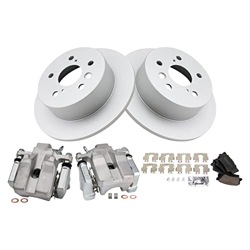 Image of TRQ Rear Brake Pad and Rotor Set Ceramic Solid Rotors Calipers