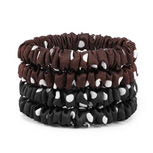 4 coleteros de morera 100 % sin daños: seda de grado 6A. Fuerte elasticidad. Coleteros de seda pura de 22 momme para el cabello, lazos para el pelo para mujeres, multicolor, C X4