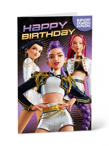 KPOP Demon Hunters Birthday Card Fun K-Pop Star Birthday Card for Girls Colourful Music-Themed