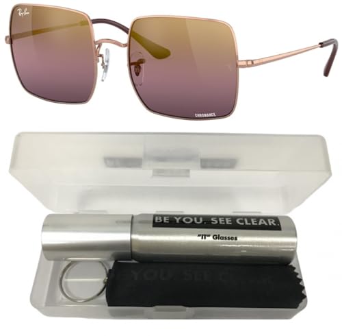 Ray-Ban RB1971 Sunglasses Bundle: RB 1971 SQUARE 9202G9 Square Rose Gold Red Mirror Po and Eyewear Cleaning Kit2