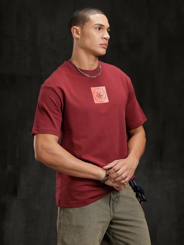 Image of WROGN Men's Pure Cotton T-Shirt | Printed Design | Oversized Fit