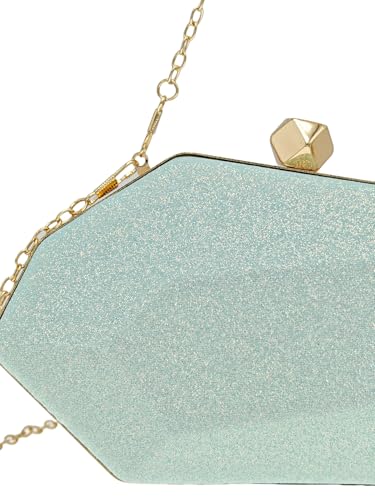 Women's Sparkly Irregular Clutch Purses Geometric Glitter Crossbody Bag Evening Wedding Handbag With Chain3