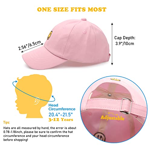 Sonmony Smile Face Toddler Baseball Cap Boy Baseball Hats Kids Washed Funny Hats Adjustable Cute Caps For 3-12 Years Pink #TOP4