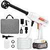 Nettoyeur Haute Pression sans Fil avec Buse 6 en 1, Nettoyeur Haute Pression sur Batterie Max. Pression 30 Bars, 4.0Ah Batterie, avec Cran de Sécurité, Tuyau de 5M, 300 L/H, pour Voiture, Jardin