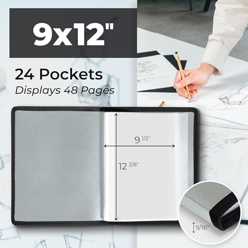 image for Dunwell Art Portfolio 9x12 Folder (Silver), Black Mounting Paper, Port