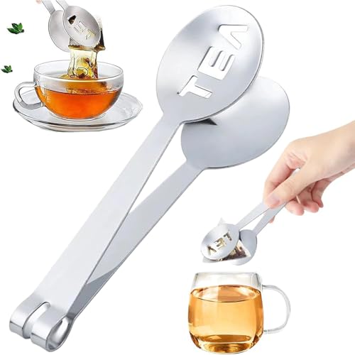 Addein Tea Bag Squeezer Stainless Steel Durable Tea Bag Tongs with Ergonomic Grip Easy Clean Tea Strainer Clip for Loose Leaf Herbal Tea Home & Office Use