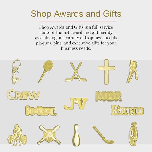 Image of SHOP AWARDS AND GIFTS 1 Inch Gold Ice Hockey Sports Chenille Lapel Pin, Achievement Recognition Gifts, Bulk Pack of 20