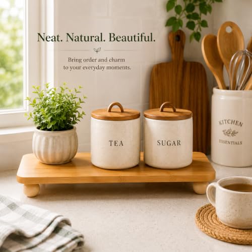 Image of Curated Cart Wooden Display Riser, Pedestal Stand for Bathroom Decor, Small Kitchen Counter Shelf Spice Rack Organizer, Plant Stand, Display Shelf for Cosmetics (PedaStal-Rectangle-24CM)