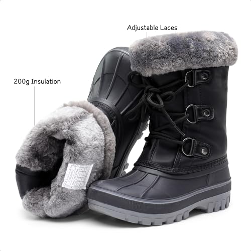 DREAM PAIRS Boys & Girls Faux Fur-Lined Winter Snow Boots for Little/Big Kids3
