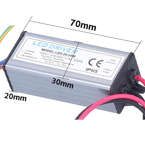 Image of Fafeicy LED Driver, Input AC95-265V 0.35A, Output 24-42VDC 24W 600mA, LED Transformer, Low Voltage LED Driver, IP65 Weatherproof Housing, Drive Power