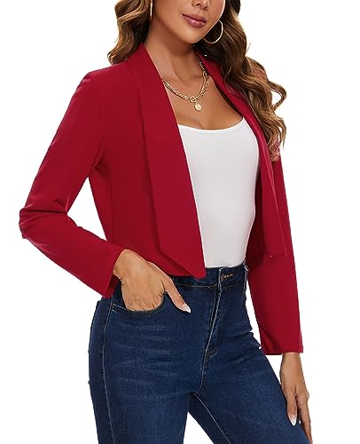 MINTLIMIT Womens Cropped Blazer Open Front Long Sleeve Shawl Lapel Casual Work Office Suit Blazer Jacket Tailored Outfit2