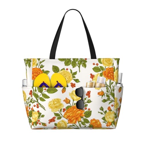 Grand sac de plage pivoine à fleurs jaunes fini le manque de place