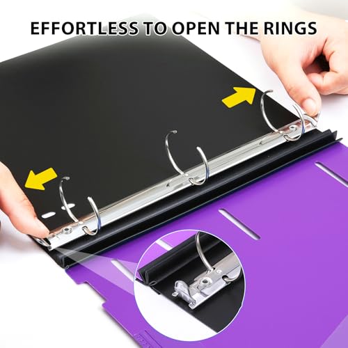 Image of WOT I 1.5 Inch Telescoping 3 Ring Binder 6 Pack, Expandable Flexible Binder with Customizable Front Cover & Clear Catalog Pocket, Holds 370 Sheets, Assorted Colors, School Office Supplies