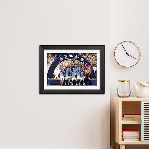 Image of TenorArts Man City Champions League Poster UCL 2023 Trophy Celebration Wall Photo Frame Painting with Matt Finish Black Texture (12 inches x 9inches)