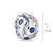 Royal Blue Wave Cubic Zirconia Bead Simulated Sapphire CZ Charm .925 Sterling Silver For European Bracelet For Women