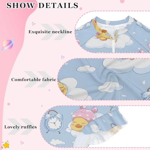 ALAZA Toddler Swimsuit Girl Bathing Suit Swimwear Rash Guard Duck Sleeping Long Sleeve 3T4