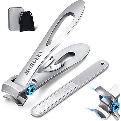 Nail Clippers for Thick Nails, MORGLES Heavy Duty Toenail Clippers 15mm Wide Opening Strong Nail Clippers Large Fingernail Toe Nail Trimmer Cutter with Nail File for Men Seniors Arthritis Elderly Cover