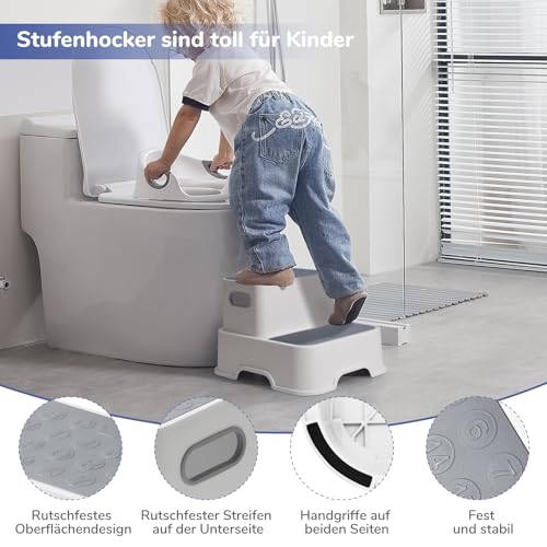 DEANIC Toilettensitz für Kinder mit Tritthocker, Toilettensitz mit Treppe und 2 Stufen Hocker… – Ansicht 4