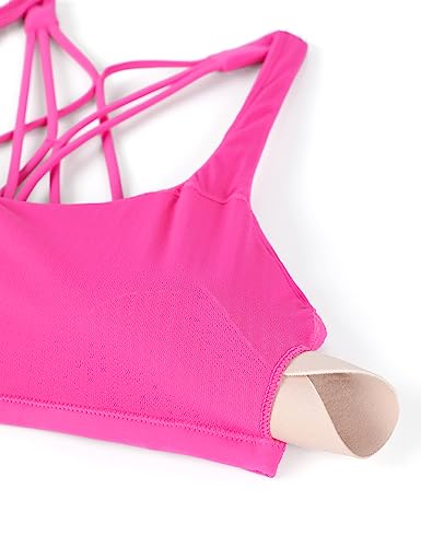 Image of CRZ YOGA Naked Feeling Criss-Cross Sports Bra | Light Support, Removable Pads, Yoga, Sleek, Strappy Back, Scoop Neck, for Women
