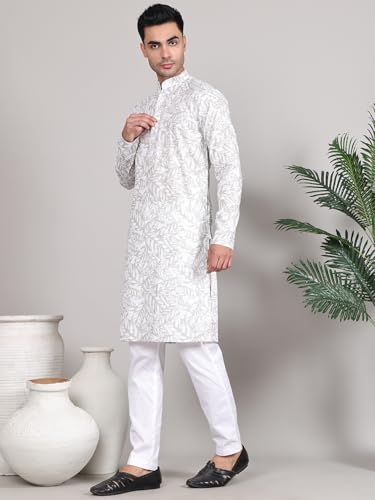 Image of Majestic Man Women's Cotton Regular Fit Casual Ethnic Motifs Printed Mandarin Collar Long Kurta