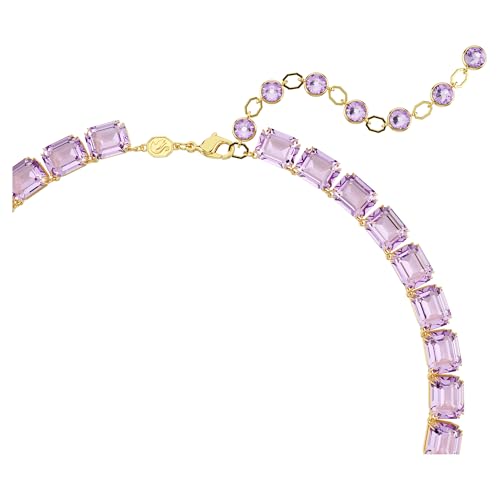Swarovski Millenia Tennis necklace, Octagon cut, Purple, Gold-tone finish3