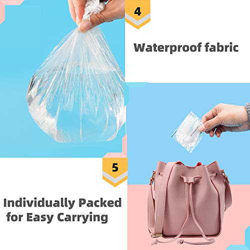 30PCS Disposable Shower Caps, Individually Packaged, Free Gift 2 Black Elastic Bands,Large&Thick Waterproof Shower Cap, Used in Home, Beauty Salon, Hotel,Food Service (white-2)