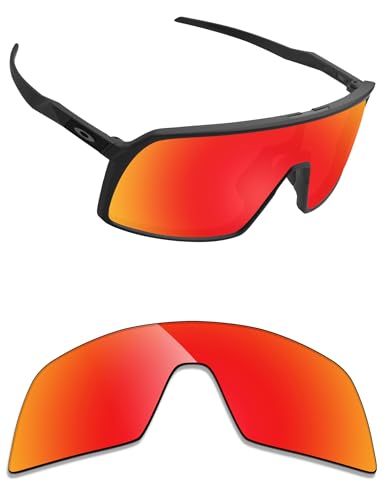 Alphax Fire Red Mirrored Polarized Replacement Lenses for Oakley Sutro OO9406 Sunglasses