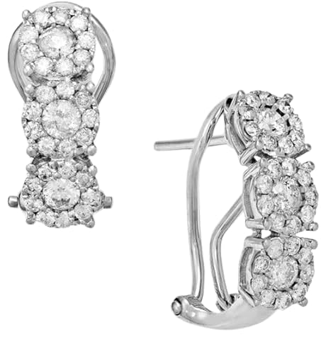 SANTOSH-ENTERPRISES - 2.00Ct Round Cut Lab Created White Diamond Halo Omega Back Woman's Vintage Stud Earring 14K White Gold Finish