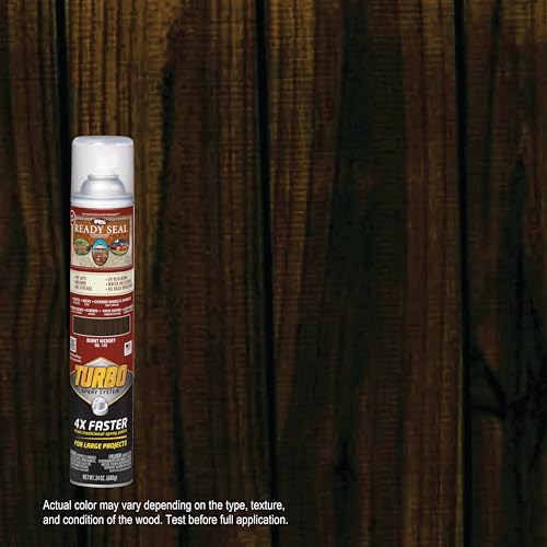 Image of Ready Seal Exterior Wood Stain & Sealer, Burnt Hickory, Turbo Spray | 24oz semi-transparent oil-based stain & sealer for decks, fences, siding & pergolas; no primer, no streaks, UV protection.