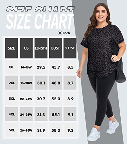 COOTRY Plus Size Workout Tops for Women Short Sleeve Loose fit Shirts Athletic Gym Yoga Clothing4