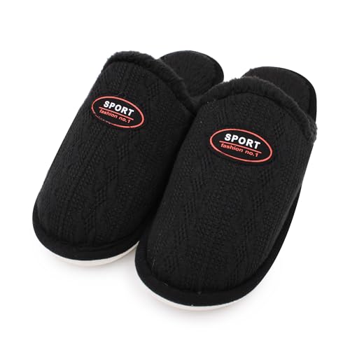 Image of VRITRAZ Men's Plush Winter Slippers | Soft Furry Lined Indoor Slides | Warm Comfortable Anti-Slip Home Footwear