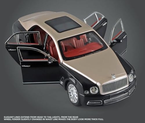 Image of Invite Enterprise Die-Cast Zinc Alloy 1:24 Scale 2024 Bentlley Mulsanne Large With 6 Openable Doors,Lights & Music & Steerable Front Wheels?1:24 Bently Mulsanne - Black /Brown?