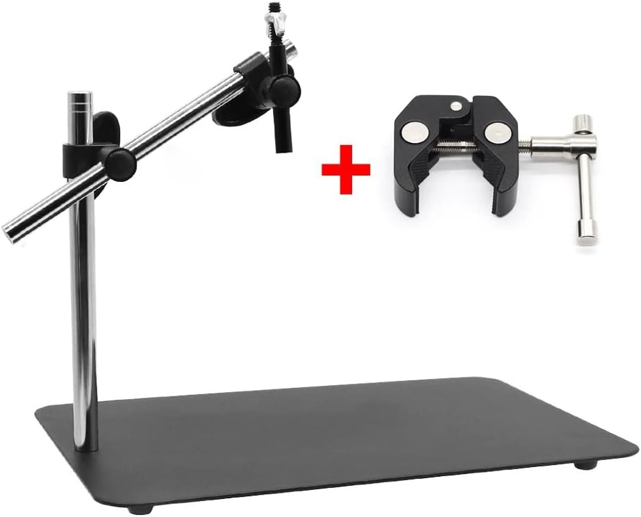 Microscope Accessories Kit Universal Double Boom Stereo Zoom Microscope Stand Holder Focusing Holder Bracket Articulating Arm for Industrial Cameras Webcam Microscope Slides