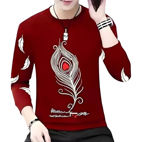 Image of Men Round Neck Cotton Blend Stylish Printed T-Shirt