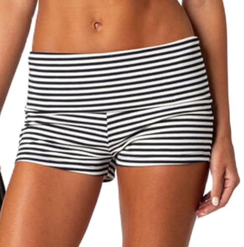 ensswliz Short de détente à revers pour femme Y2k Taille élastique Micro short Mini short de...