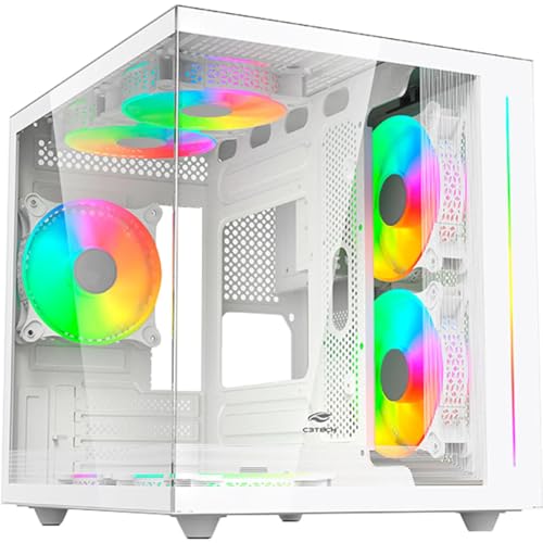 Gabinete AQUARIUS Gaming C3Tech MT-G810WH Branco frontal e latera...