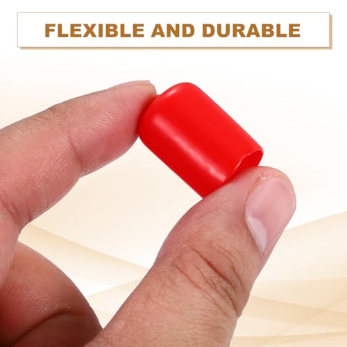 Image of uxcell 88Pcs Rubber End Caps, 14.5mm(9 /16 inch) ID 21mm(25 /32 inch) Height Round Screw Thread Protectors Flexible Screw Bolt Covers Caps for Metal Tube Rod Bolt, Red