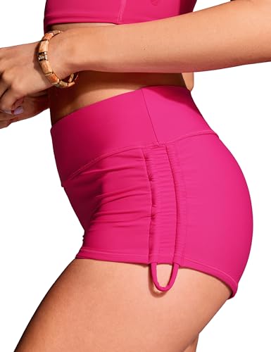 Image of CRZ YOGA Ruched Side Board Shorts 1.1'' | Full Lining, High Waisted, Tummy Control, Swim, Beach, Bathing Bottoms for Women