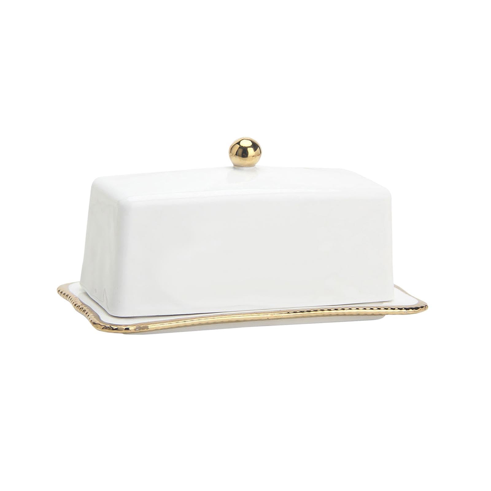 Bothyi Ceramic Butter Dish Butters Container Dessert Display Tray Cheese Butter Keeper Dessert Plate for Dining Room Hotel Bread Cake
