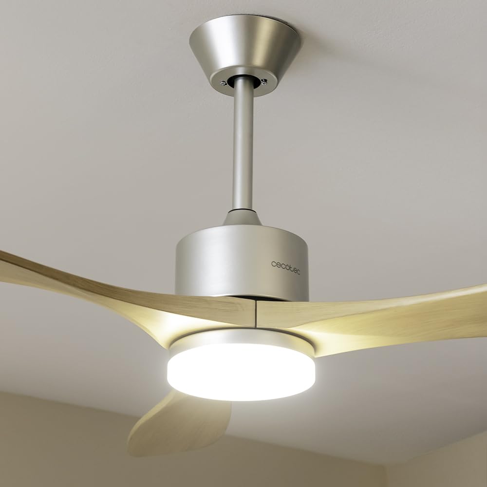 Cecotec Ventilatore da soffitto EnergySilence Aero 5290 Golden Pro. 35 W con motore DC e 52” e luce LED, 5 velocità di funzionamento, altezza di 15 cm o 25 cm, funzione estate/inverno
