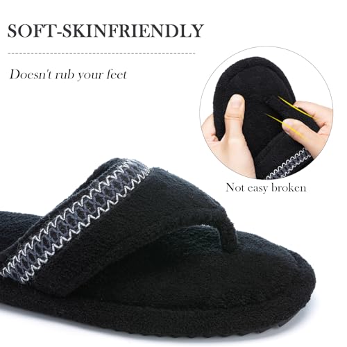 Flip Flops House Slippers for Women Indoor House Shoes with Soft Terry Cloth Ladies Thong Slippers with Non-Slip Sole and Memory Foam3